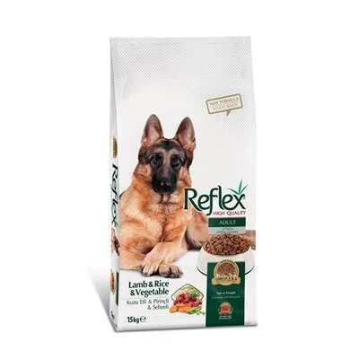 Reflex Kuzu Etli Sebzeli Pirinçli Yetişkin Köpek Maması 15 kg