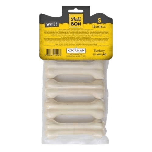 Delibon Deri Press Köpek Kemik 12Cm S Boy 4Lü Paket Beyaz