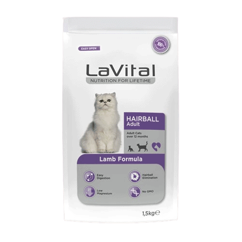 LaVital 1.5 kg Hairball Kuzu Etli Yetişkin Kedi Maması