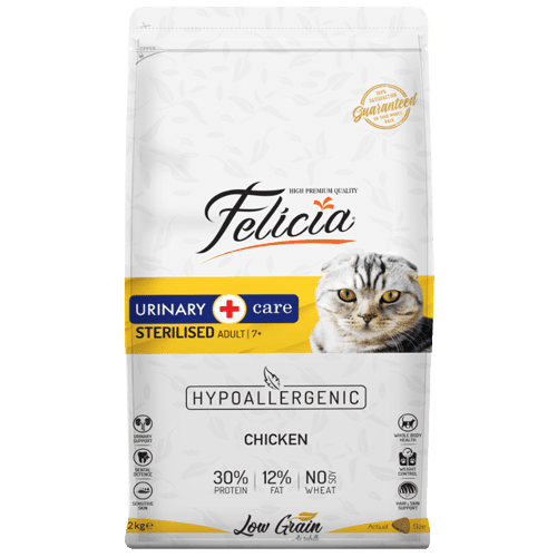 Felicia Tavuklu Düşük Tahıllı Kısırlaştırılmış Yaşlı Kedi Maması 12 kg